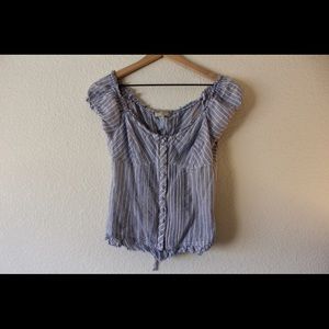 Guess blue and white buttoned top